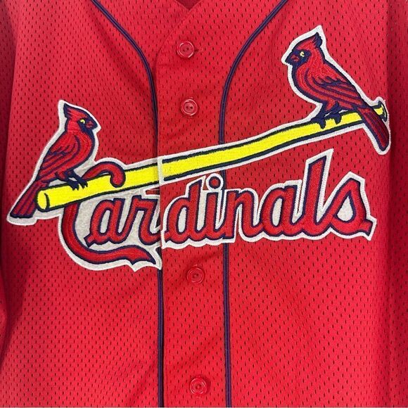 ST. LOUIS CARDINALS MLB Vintage Diamond Majestic Mesh Button Jersey Size XXL - Picture 3 of 7